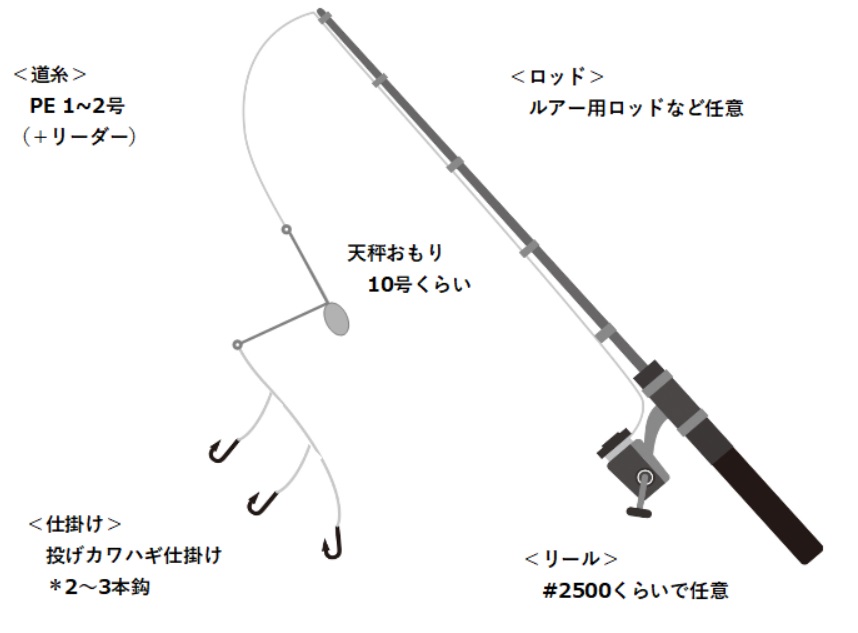 投げカワハギ釣りで使用している吹き流し仕掛け