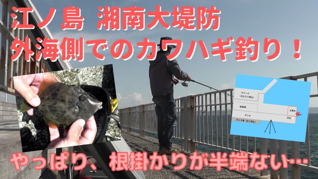 江ノ島湘南大堤防の外海側でのカワハギ釣りは根掛かりとの闘い